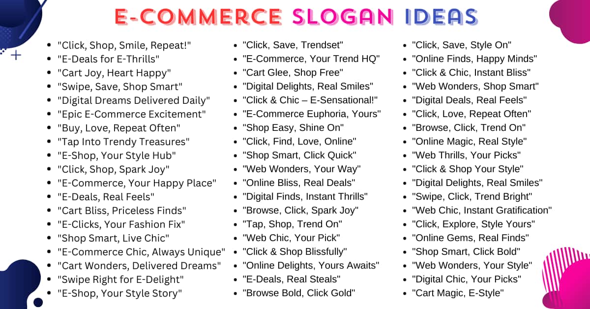 E- Commerce Slogan Ideas